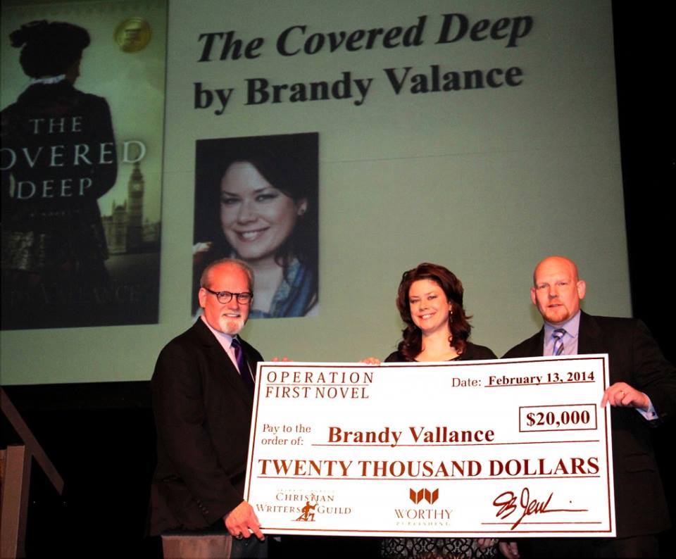 Brandy Vallance winning the Operation First Novel contest