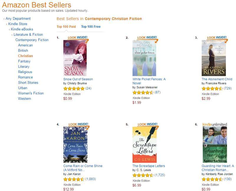 Amazon Contemporary Christian Fiction Best Sellers Christy Brunke