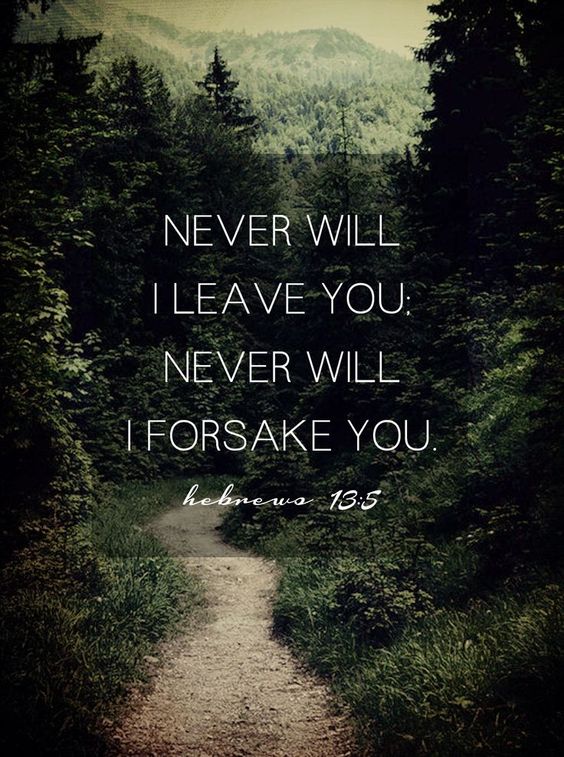 Never will I leave you. Never will I forsake you.